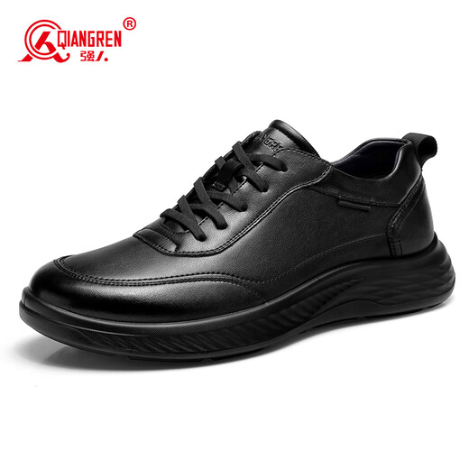 Strong men's sports leather shoes are comfortable, breathable, fashionable, simple, business casual and commuting men's shoes JDA87577 black size 42