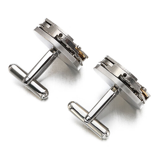 Nosskiss High-End Manschettenknöpfe exquisite mechanische Uhr Bewegung Manschettenknöpfe Herrenhülsennagel Diamant Nicht-Mobile Bewegung Geburtstag Geschenk Silber Silber