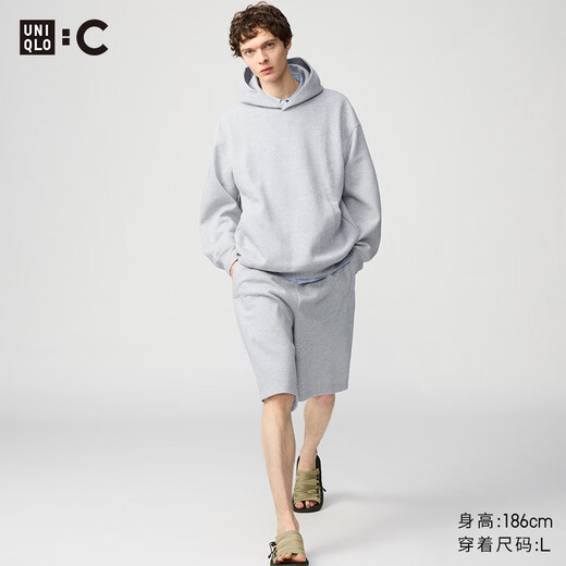 Uniqlo C series cooperation model for men and women, loose sports shorts, pants and sweatpants for couples, versatile 476225 03 Gray L /175/88A