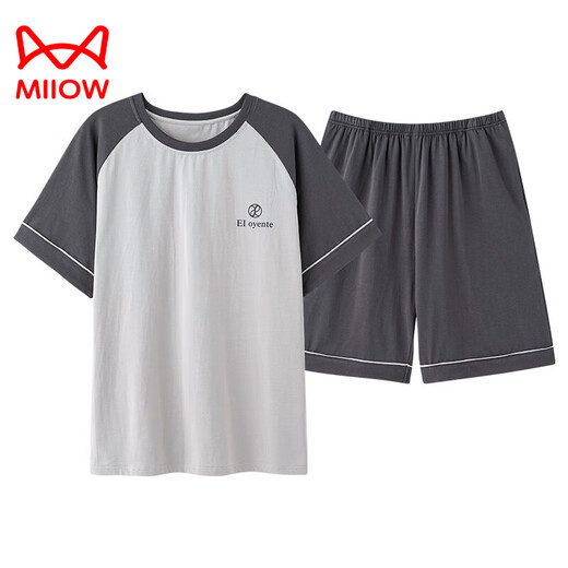 
Cat Man (MiiOW) Pure Cotton Pajamas Men's 2025 Summer New Striped Teen Short Sleeve Boys Home Clothing Large Size Set HDE-9928 L