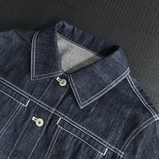 MeiYANG (MEIYANG) Nightline Short Sleeve Jacket Youth Synonym Lapel Breasted Denim Top Dark Blue S