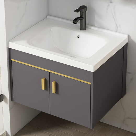 
DAFIFY small apartment bathroom cabinet bathroom wash basin cabinet combined ceramic integrated basin balcony wash basin sink basin 1618 hanging cabinet 4837cm mirror cabinet