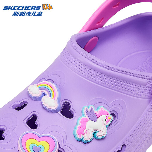 Skechers Girls' Slip-On Crocs Fashionable Outerwear Lightweight Hydrophobic Home Non-Slip Casual Light Beach Shoes Lavender/LAV 27.5