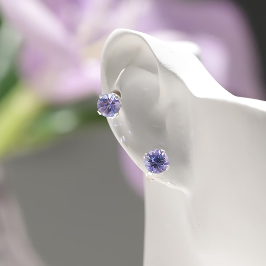 GEM STONE KING 1.25 carat 5mm tanzanite earrings 925 silver colored gemstone earrings for women exquisite classic earrings for women