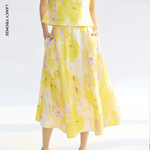 Langzi Yang25 Serie Temperament 2025 Sommer Neues Pendlergelbes Kleid/Hemd/Rock Zitronengelber Rock S