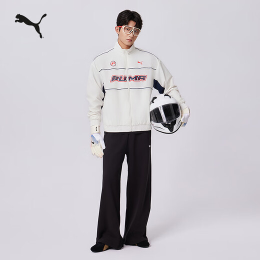 PUMA windproof and water-repellent outdoor loose racing style jacket for men and women couples autumn sports jacket 636308 warm white-57 XS (165/88A)