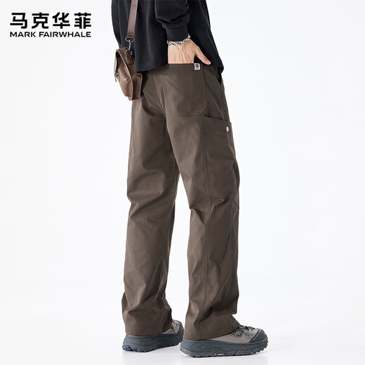 Mark Huafei Casual Pants Men's 2025 Autumn and Winter Work Wear Wide Leg Pants American Trendy Straight Long Pants Earth Color L