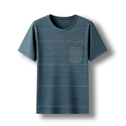 
Dad wears a cool summer ice silk cotton short-sleeved T-shirt for middle-aged and elderly people round neck real pocket tops middle-aged men's clothing 693 Navy Blue One size 165/S (recommended 110Jin [Jin equals 0.5 kg] or less)