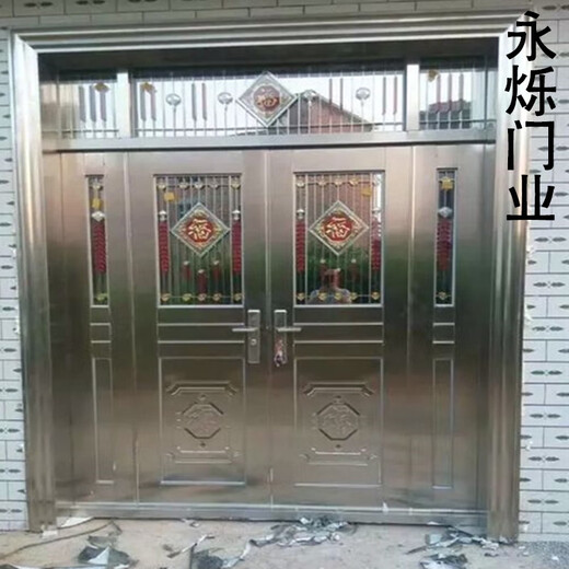 溥覃304不锈钢门农村自建房进户大门双开门玻璃入户不锈钢 钢灰色款式9923