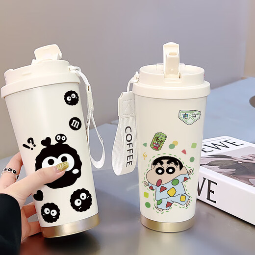 富宜德国进口品质凯蒂猫可爱咖啡杯学生保温杯大容量316陶瓷不锈钢水 不锈钢内胆-FA691线条小狗+挂绳