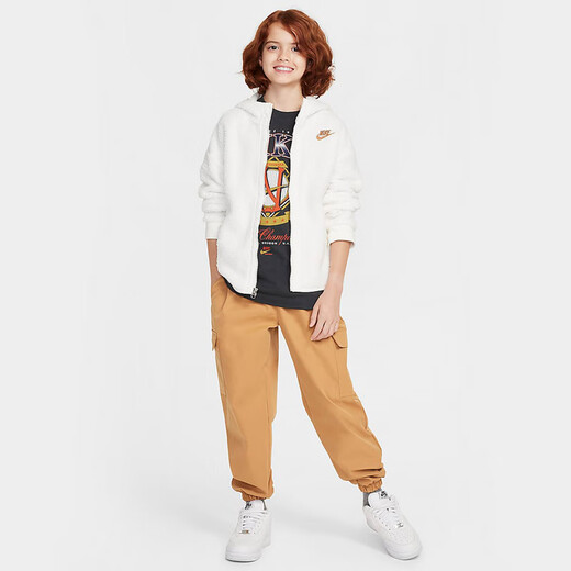 Nike (Nike) Tops para niños Spring Imitation Ferment Jacket White Knited Chaqueta HQ4882-133 HQ4882-133 S