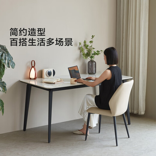 Lin's Home Modern Simple Bright Slate Square Table Dining Table Restaurant Dining Chair Combination Household Dining Table Small Apartment TZ2R 1.4 Meters | 1 Table 4 Chairs | Upgraded Full Support Slate Dining Table + Dining Chair S6