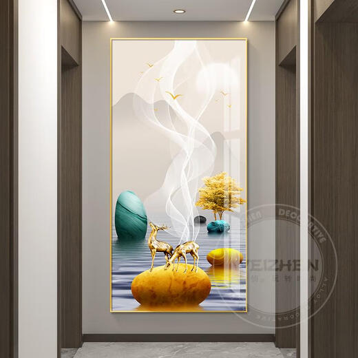 Sanqihu Fulu entre dans la porte et les peintures décoratives de l'entrée de l'entrée Corridor moderne peintures peintures murales salon atmosphérique Ly-6085-Stone 50 * 35 mm Cadre en alliage en aluminium + texture + texture