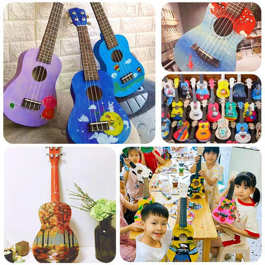 三栖虎组装尤克里里di小吉他手工制作自制材料包彩绘手绘画涂鸦 21英寸爱心+颜料 21英寸