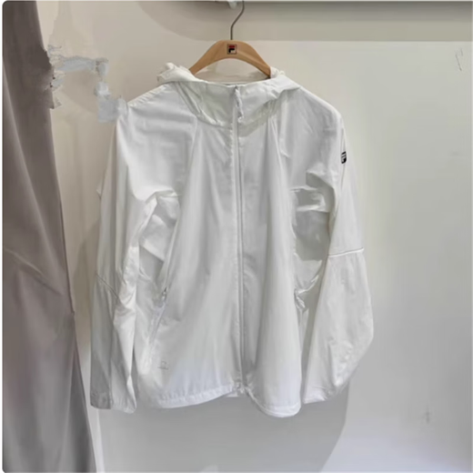 斐乐（FILA）2025年新款男装运动休闲宽松梭织连帽外套 A11M527709 初雪白FWT M