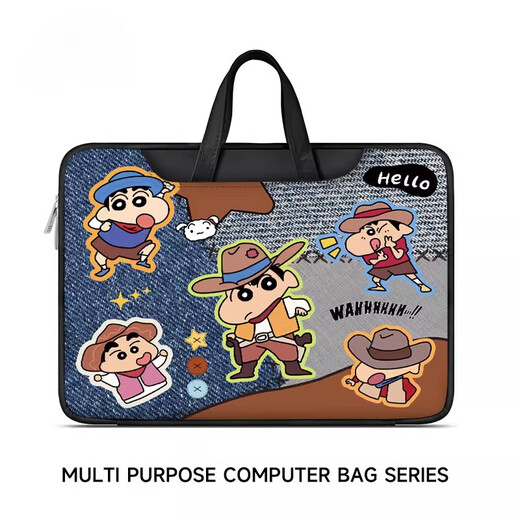 迪盟（DIMENG）macbook air电脑包牛仔蜡笔小新笔记本包苹果macbook pro/air M4 DND695 (1)-QA黑【+斜跨肩带】 13.3英寸