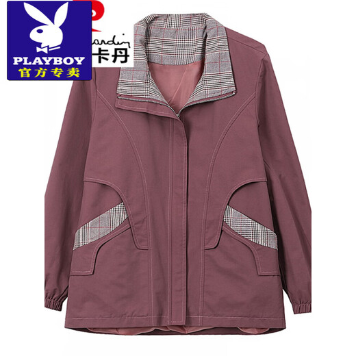 花花公子（PLAYBOY）时尚拼接宽松短外套女2025春秋新款中年妈大号减龄休闲翻克 豆绿色 L 110斤以下