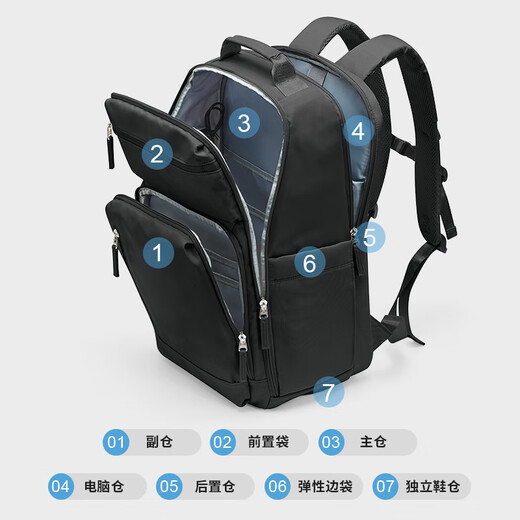 Landcase Travel -Rucksack für Männer für Frauen 2024 Neue Kapazitäts Reisebag Business Trip Computertasche 3891 Schwarz