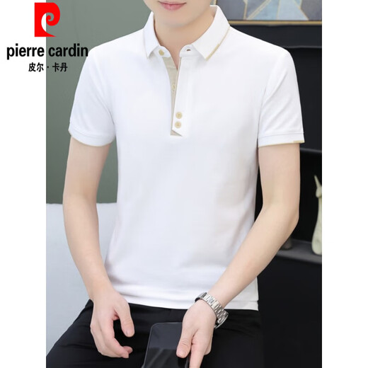 皮尔卡丹polo.衫男士短袖t恤夏季潮牌商务休闲有领上衣服男装翻领半袖体恤 父亲节礼物衣服红色 抗皱t恤男棕qy723 XL
