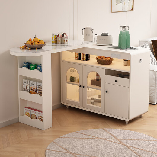 Huang Yusen Cream Style Bar Counter Table Home Balcony Small Apartment Leisure Dining Table Retractable Partition Sideboard Integrated Sofa Sideboard A 81*46*95CM