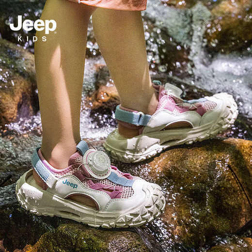 Children's shoes, children's sandals, boys' summer 2025 new breathable girls' soft-soled outdoor river shoes, sports beach shoes, lilac/ivory white 29, inner length of the shoe is about 19cm