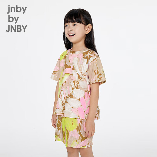 jnby by JNBY新款江南布衣童装套头短袖T恤H型圆领25夏男女童1P4111670 690/杂粉 印花随机 140 cm