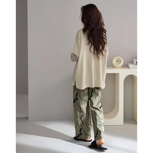 Sangqin-Pyjama für Frauen im Frühling und Herbst Langarm 2025 Neue Stile für Herbst und Winter können außerhalb der Heimkleidung XB9930 MODEL M getragen werden