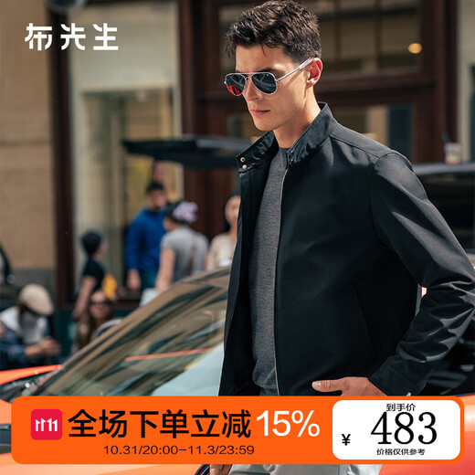 Mr. Bu's Retro British Style Jacket Men's 2025 Autumn and Winter New Business Casual Simple Men's Top BT16917 Piano Black L (175)