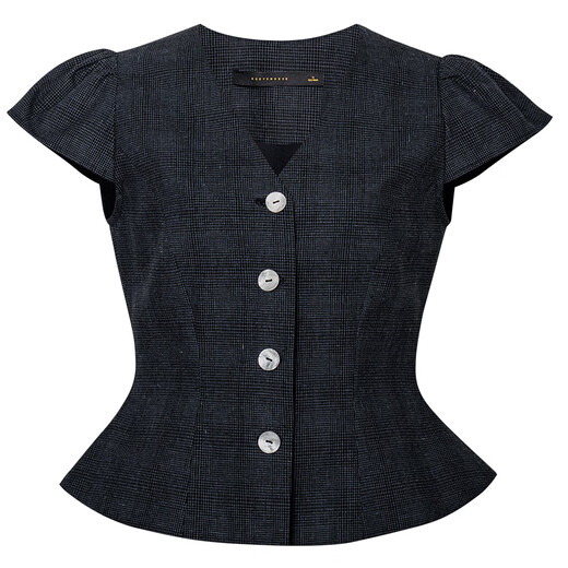 Roeyshouse Roe Intellektuelle V-Ausschnitt Taille Plaid-Hemd für Frauen 2025 Sommer Neutemperament Französische Puffhülle Top 12117 Plaid L.