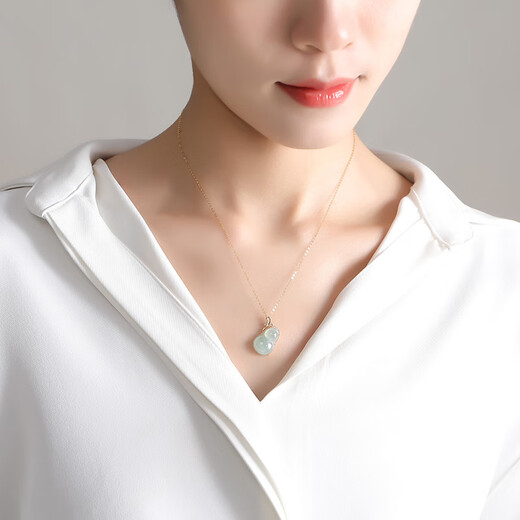 以心参玉【11.11狂欢返场】18K金镶翡翠吊坠 女款福禄葫芦玉石挂件