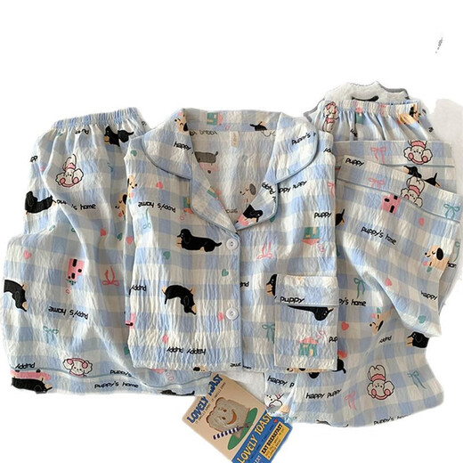 Jingpufei Sommer niedlicher Hund Baumwolle Gaze Home Clothing Drei-teilige Yunduo Cotton-J9901# Paradise Welpe Drei-teilige Set M [Vorschlag 75-100Jin [Jin ist gleich 0,5 kg]]