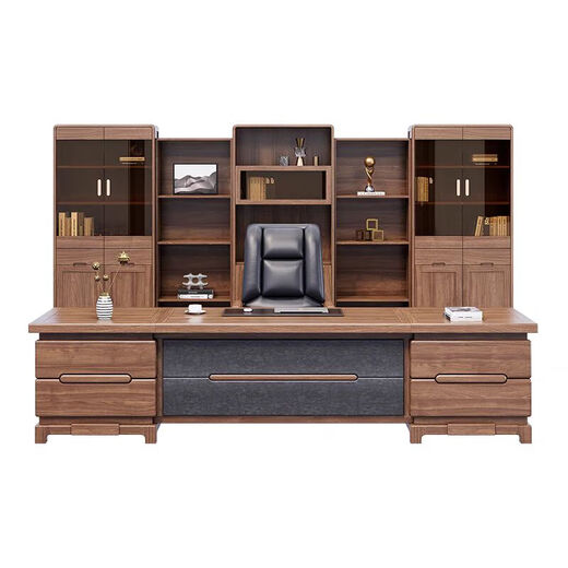 All solid wood desk boss desk office combination president desk simple general manager office furniture high-end executive desk 2.0 boss desk