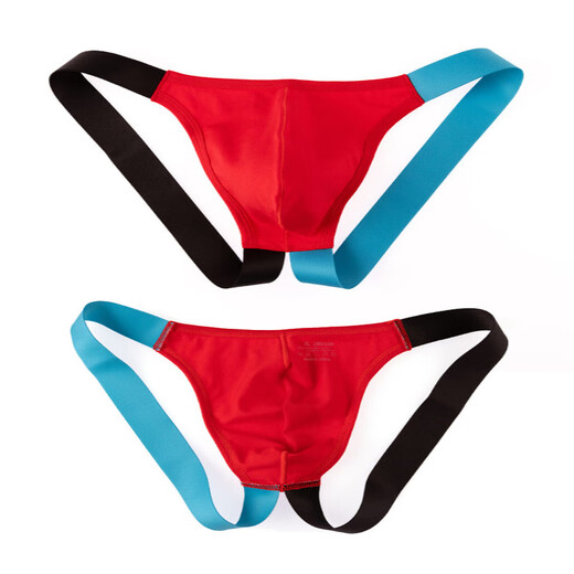 Beltless thong new men's underwear men's thong one piece beltless hip lift sexy low waist double butt light green M