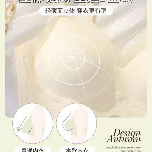Summer delgados senos pequeños sin marcas, ropa interior de soporte suave de gelatina para mujeres que recolectan senos sin anillos de acero, senos grandes, sujetadores pequeños. Piece simple [Champagne White] M tamaño [34/75ABC]