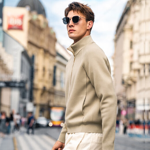 Mr. Bu Stand Collar Doppel Reißverschluss Wolle Strickjacke 2025 Herbst Raglan Sleeve Doppelpockt Jacket Männer Clearance Bronze Grün M (170)