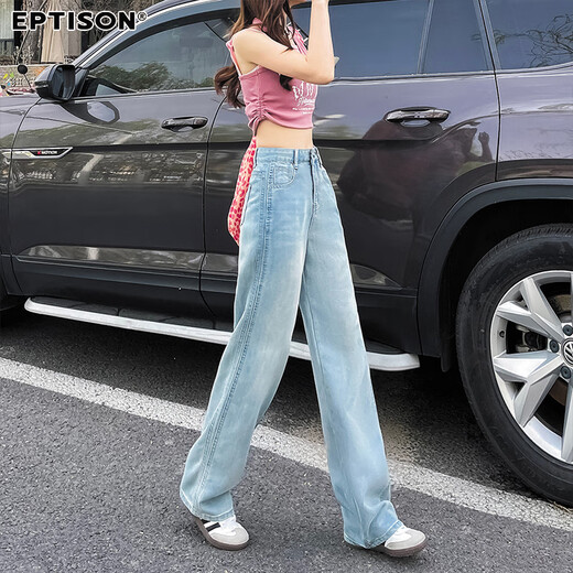 衣品天成【莱赛尔天丝】复古水洗牛仔裤女2025夏季薄款舒适拖地阔腿裤子女