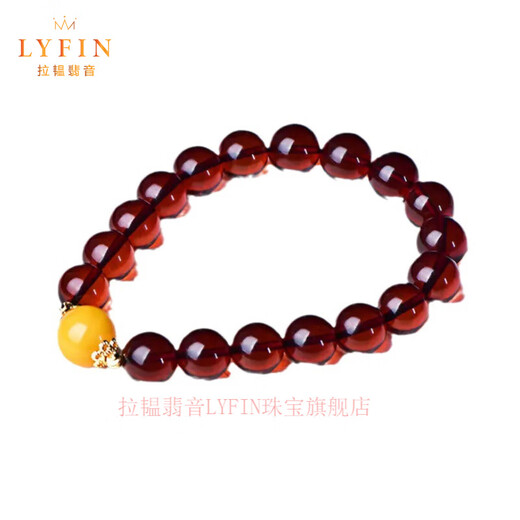 Layun Feiyin Blood Amber Bracelet Wine Red Women's Single Circle Chicken Oil Yellow Old Beeswax with Beads No Baking Worry-Free 10mm Blood Amber