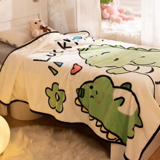 Fan Ye’s cute dinosaur coral velvet children’s nap blanket, casual blanket, dormitory blanket, nap blanket, all-season blanket