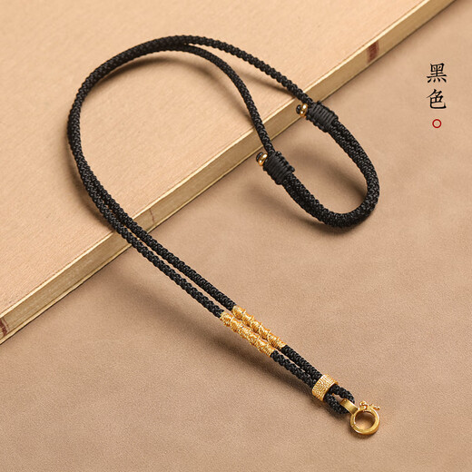 Chuji Lao Phoenix 999 Buddha amulet pendant lanyard high-end thangka pendant rope buckle beeswax gold jade pendant necklace rope braid black 3mm thick Yunluo pendant buckle