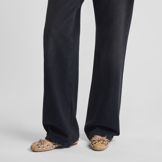 HOGAN【TC】女鞋H684系列牛仔布褶皱芭蕾舞鞋 卡其色 35
