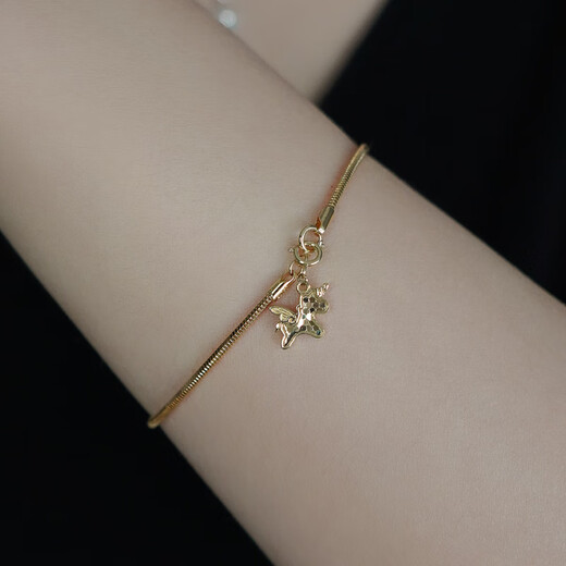 Chuansen Jewelry Pure 18K Gold Exquisite Laser Pony Unicorn Pendant Small Tail Necklace Pendant Clavicle Pendant Light Gold Customized