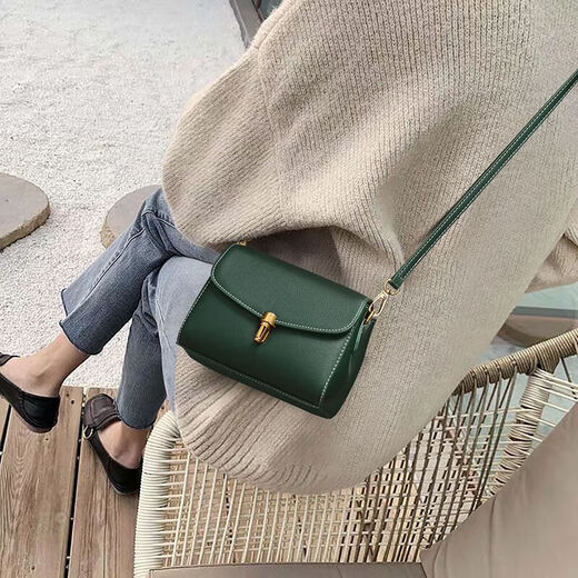 Anysmic international first-line brand 2025 new hot fashion niche one-shoulder crossbody bag retro high-end commuting small square bag dark green