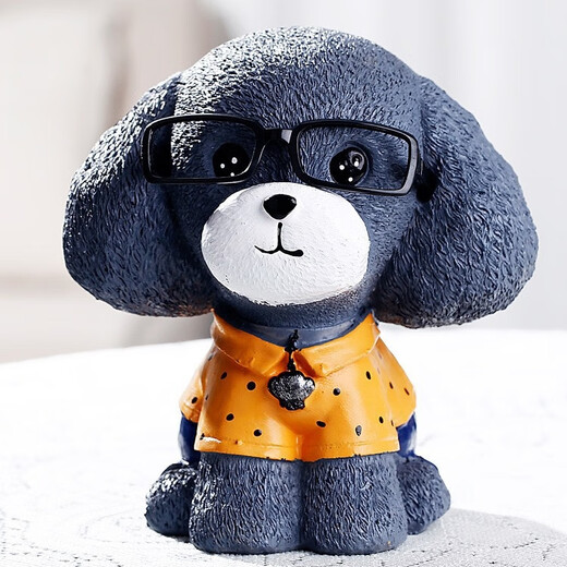 Cartoon glasses puppy piggy bank couple piggy bank children piggy bank resin desktop decoration coffee