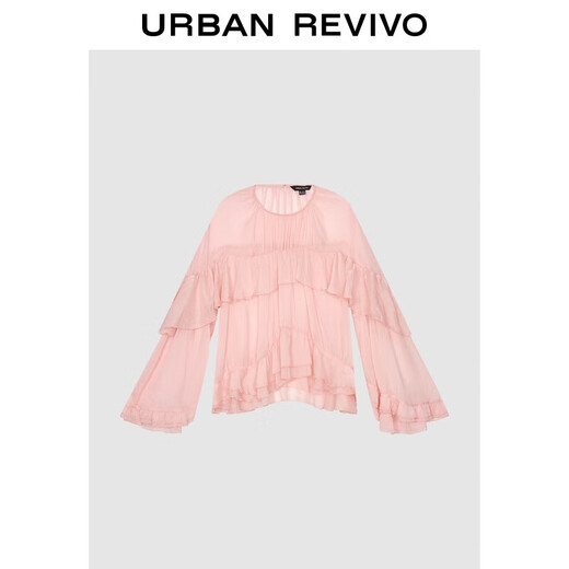 UR2025夏季新款女装荷叶边超宽松长袖罩衫衬衫UWG250158