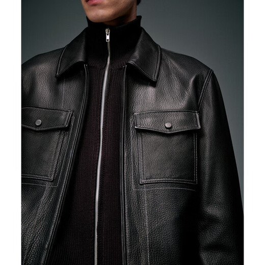 Peacebird Herren -Kleidung [echte Lederjacke] Jacke Herren Revers Casual Top Trendy Winterjacke Herren schwarz 1 (fair) m