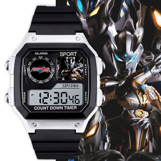 Ultraman SHF Electronic Watch Sports Digital Watch Модель ученика средней школы с будильником [Стильный серебряный черный] -d5155 Электронные часы [Импортированное движение + сверхпрофильное резервное значение] Подарочная коробка]