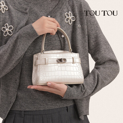 toutou2025 Nuevo Kelly Bag Crocodile Textura Bolso Pemperamento simple Bolsa Crossbody Bag Bag Pearl White