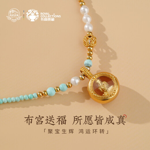 Potala Palace original mine turquoise beeswax pearl pendant 925 silver transfer beads men and women necklace birthday gift for girlfriend