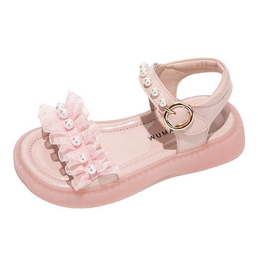 Wuma Girls Sandals 2025 New Summer Style Soft Sole Little Girls Summer Elsa Shoes Baby Children's Shoes Pink 27_Shoe inner length is about 16.8cm