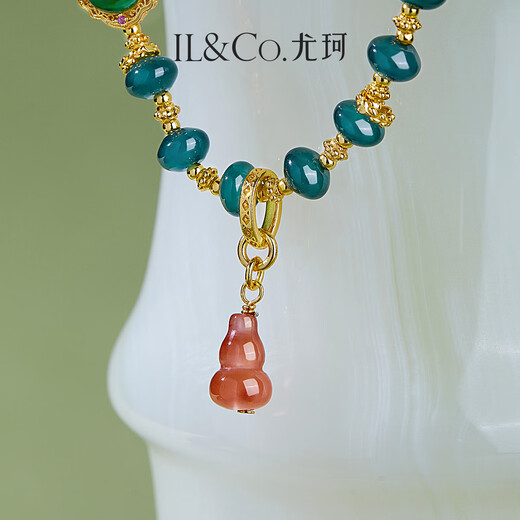 IL&CO Youke Oriental Hidden Spirit Jade Agate Ruyi Bracelet Gourd Bracelet Birthday and Valentine's Day Gift for Girlfriend Jingshen Tranquility Lucky Cloud + Jade + Gourd Bracelet